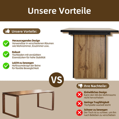 Table de Salle à Manger Rectangulaire Marron Clair Effet Bois avec Piètement Élégant (138. YANIS