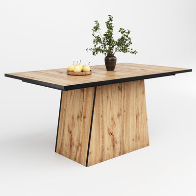 Table de Salle à Manger Rectangulaire Marron Clair Effet Bois avec Piètement Élégant (138. YANIS
