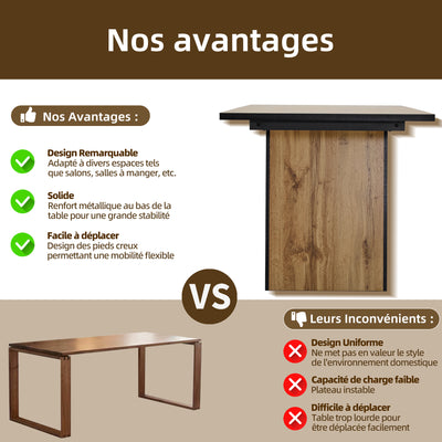 Table de Salle à Manger Rectangulaire Marron Clair Effet Bois avec Piètement Élégant (138. YANIS