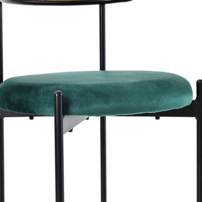 Lot de 4 Chaises de Salle à Manger Modernes - Velours Vert, Dossier Rotin et Pieds Métal Noir YUHRAR GREEN