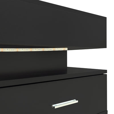 Table Basse Noire Hydraulique à Plateau Relevable avec LED Intégrée et Rangement Optimisé ZAKS BLACK
