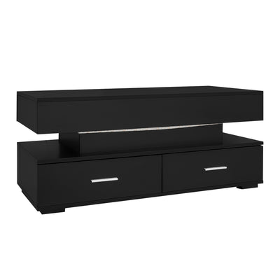 Table Basse Noire Hydraulique à Plateau Relevable avec LED Intégrée et Rangement Optimisé ZAKS BLACK