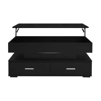 Table Basse Noire Hydraulique à Plateau Relevable avec LED Intégrée et Rangement Optimisé ZAKS BLACK