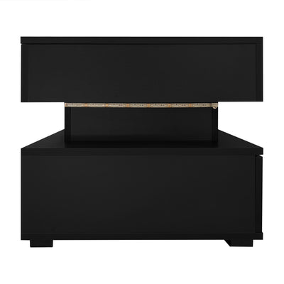 Table Basse Noire Hydraulique à Plateau Relevable avec LED Intégrée et Rangement Optimisé ZAKS BLACK