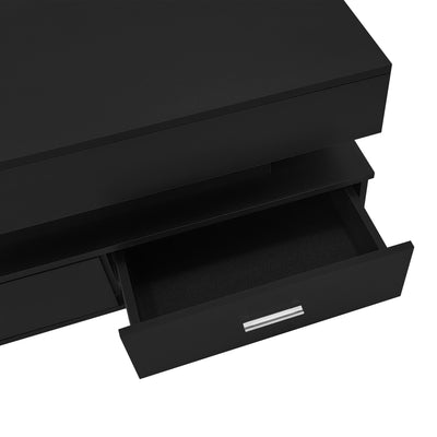 Table Basse Noire Hydraulique à Plateau Relevable avec LED Intégrée et Rangement Optimisé ZAKS BLACK