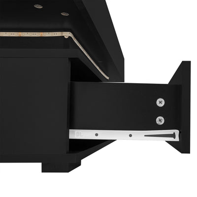 Table Basse Noire Hydraulique à Plateau Relevable avec LED Intégrée et Rangement Optimisé ZAKS BLACK