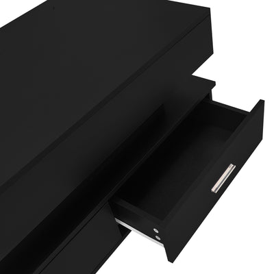 Table Basse Noire Hydraulique à Plateau Relevable avec LED Intégrée et Rangement Optimisé ZAKS BLACK