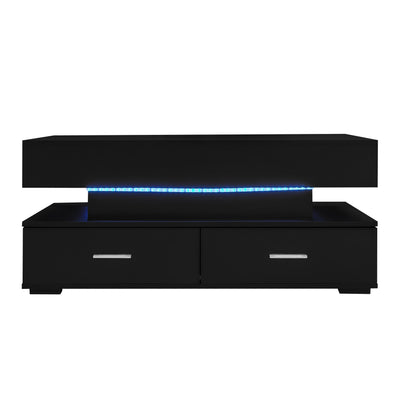 Table Basse Noire Hydraulique à Plateau Relevable avec LED Intégrée et Rangement Optimisé ZAKS BLACK