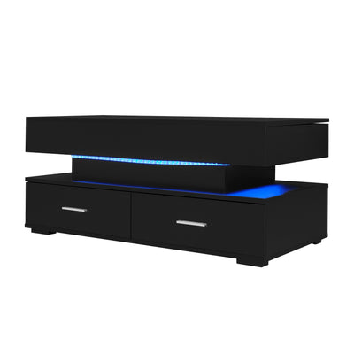 Table Basse Noire Hydraulique à Plateau Relevable avec LED Intégrée et Rangement Optimisé ZAKS BLACK