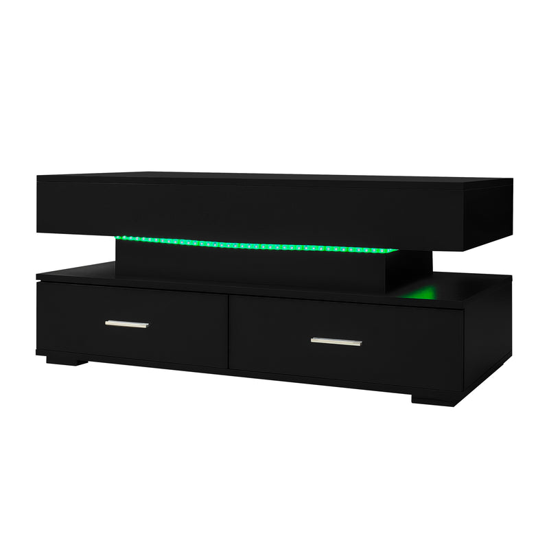 Table Basse Noire Hydraulique à Plateau Relevable avec LED Intégrée et Rangement Optimisé ZAKS BLACK