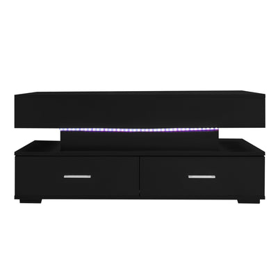 Table Basse Noire Hydraulique à Plateau Relevable avec LED Intégrée et Rangement Optimisé ZAKS BLACK