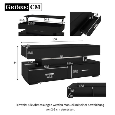 Table Basse Noire Hydraulique à Plateau Relevable avec LED Intégrée et Rangement Optimisé ZAKS BLACK