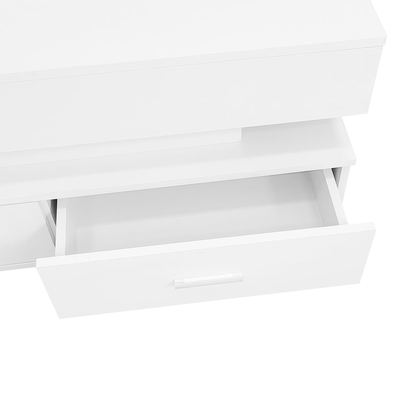 Table Basse Blanche Hydraulique à Plateau Relevable avec LED Intégrée et Rangement Optimisé ZAKS WHITE