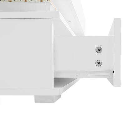 Table Basse Blanche Hydraulique à Plateau Relevable avec LED Intégrée et Rangement Optimisé ZAKS WHITE
