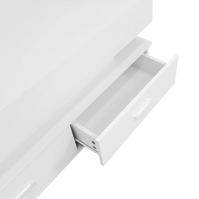 Table Basse Blanche Hydraulique à Plateau Relevable avec LED Intégrée et Rangement Optimisé ZAKS WHITE
