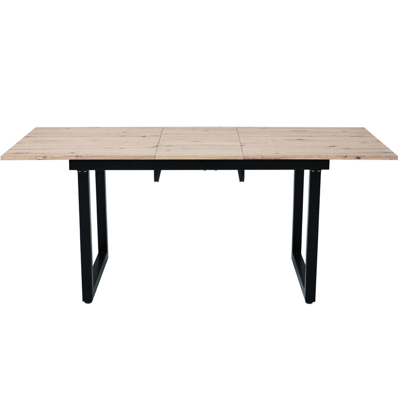 Table de Salle à Manger Extensible Industrielle Noir & Bois Naturel avec Piétement Métallique Robuste ZAXOD
