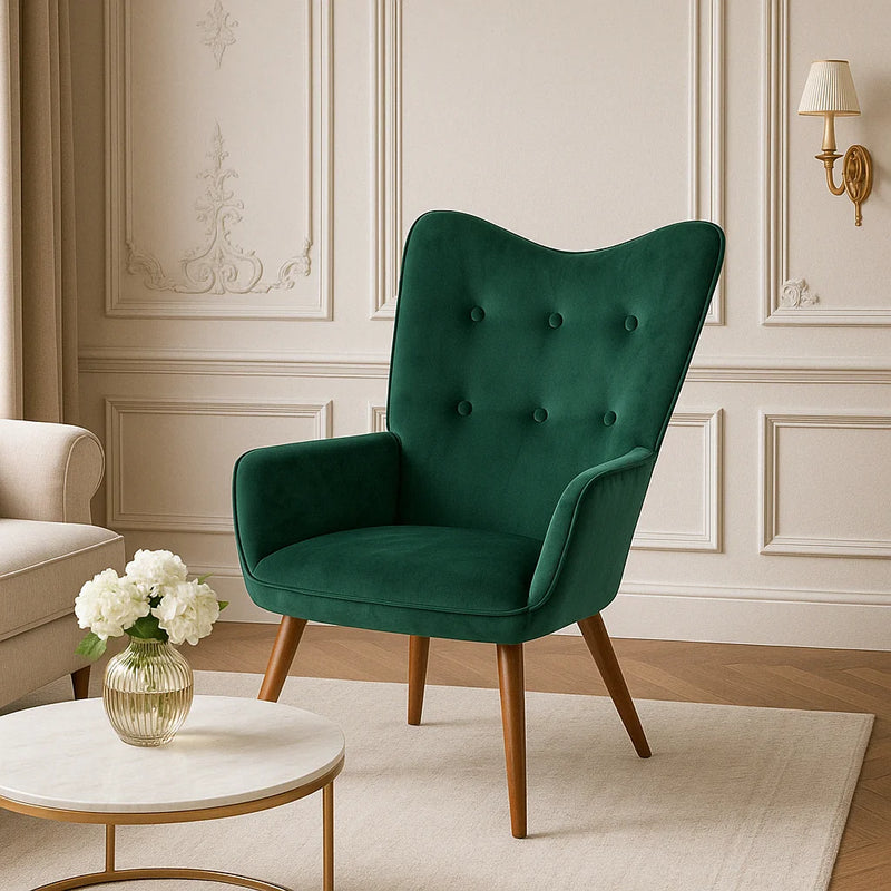 Scandinavian upholstered armchair in green velvet KAS SMALL VELVET GREEN