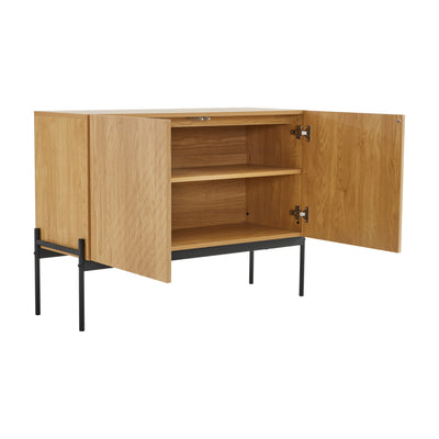 Commode/Buffet Moderne Naturel avec Étagère Réglable et Structure Métallique Robuste VAIKNELS