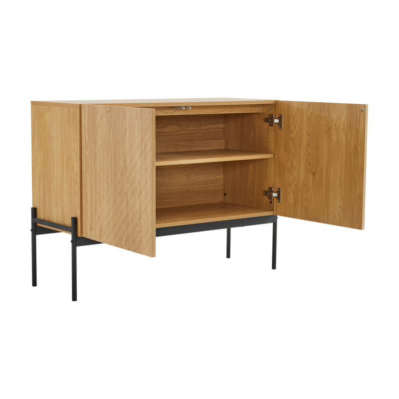 Commode/Buffet Moderne Naturel avec Étagère Réglable et Structure Métallique Robuste VAIKNELS