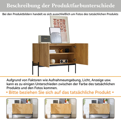 Commode/Buffet Moderne Naturel avec Étagère Réglable et Structure Métallique Robuste VAIKNELS