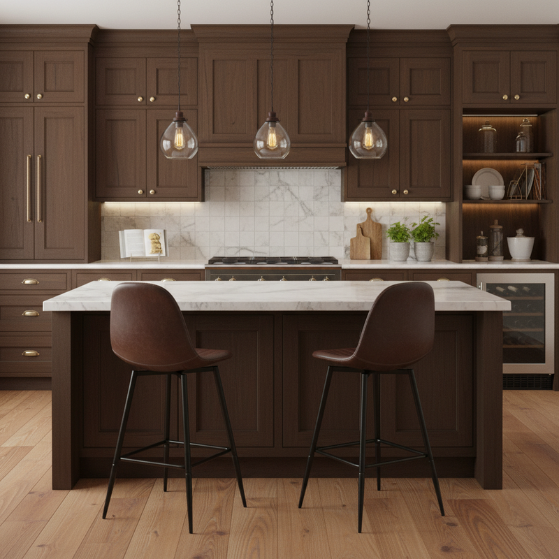 Set of 2 Vintage Faux Suede Industrial Style Swivel Bar Stools 67Hcm CHARLTON COUNTER SUEDE BROWN BLACK LEG 2PCS