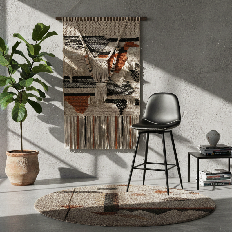 Set of 2 industrial style black PU swivel bar stools with white stitching 67Hcm CHARLTON COUNTER BLACK PU BLACK LEG 2PCS