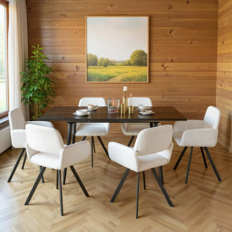 Set of 2 Scandinavian swivel dining chairs in beige fabric CALIFORNIA KD BEIGE SWIVEL