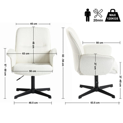 Ergonomic swivel office chair with armrests in beige fabric THOMASINA BEIGE RELAX