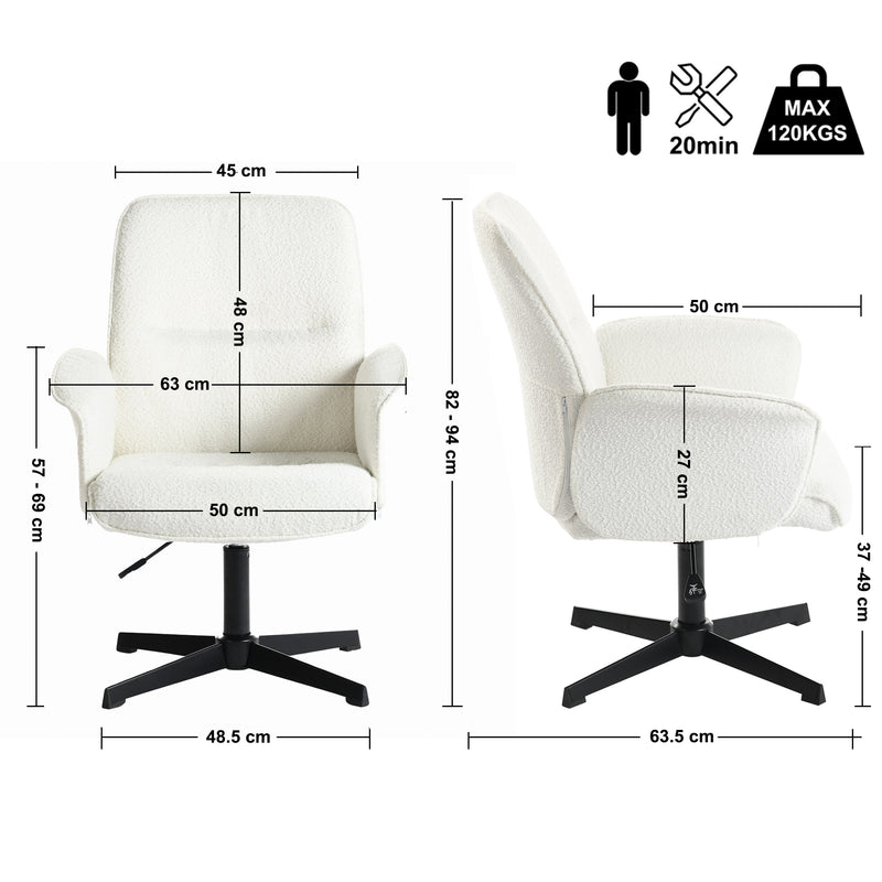 Ergonomic swivel office chair with armrests in beige fabric THOMASINA BEIGE RELAX