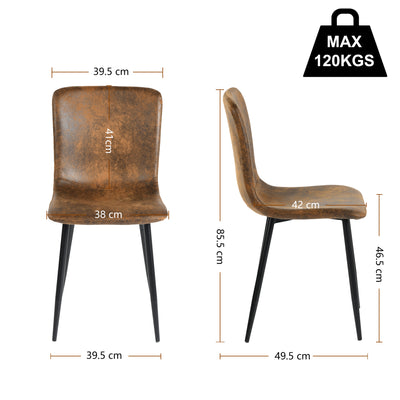 Set of 4 vintage brown suede dining chairs with black legs SCARGILL SUEDE NL 4PCS