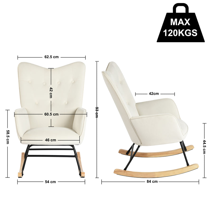 Off-white velvet rocking chair EPPING SMALL VELVET BEIGE