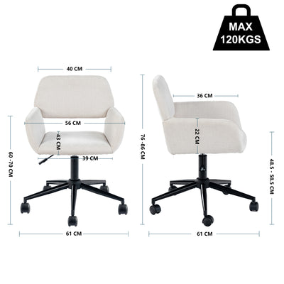 Scandinavian office chair in beige fabric, swivel, adjustable height and 5 castors ROSS KD CHENILLE BEIGE BLACK