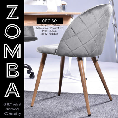 ZOMBA GREY VELVET DIAMOND KD METAL SY