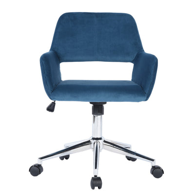 ROSS CHROME - Modern blue velvet office chair
