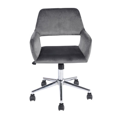 ROSS CHROME VELVET GREY - Modern office chair in gray velvet