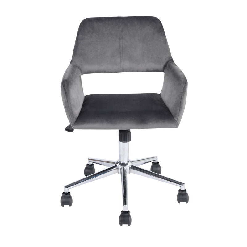 ROSS CHROME VELVET GREY - Modern office chair in gray velvet