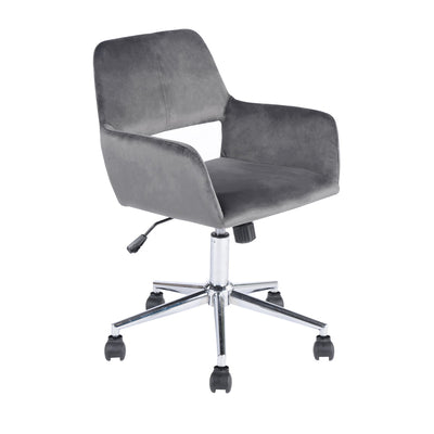 ROSS CHROME VELVET GREY - Modern office chair in gray velvet