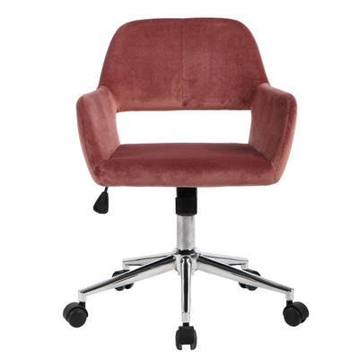 ROSS CHROME - Modern office chair in pink velvet