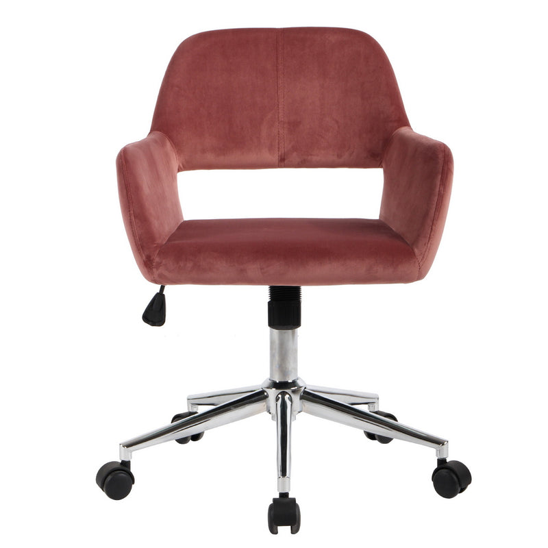 ROSS CHROME - Modern office chair in pink velvet