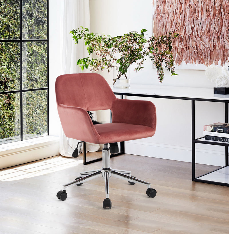 ROSS CHROME - Modern office chair in pink velvet