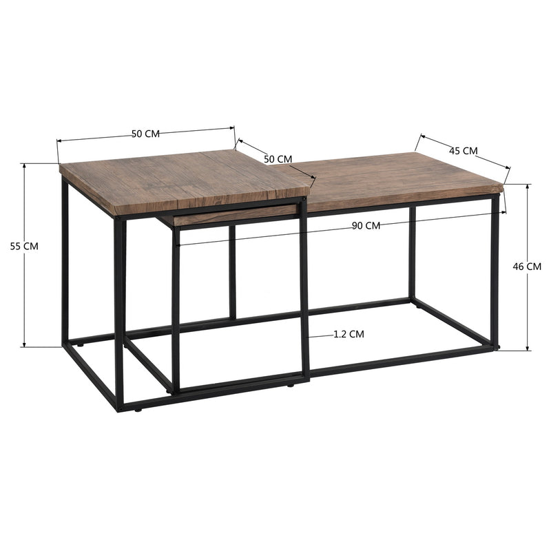ADOMO WOOD - Set of two modern and design nesting coffee tables