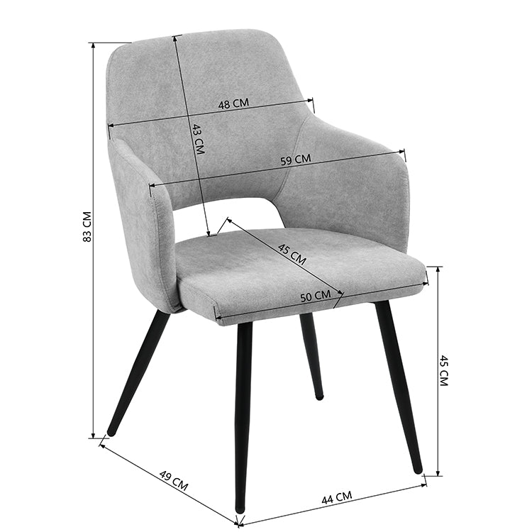 AFRICAN TERRY FABRIC GREY - Set of 2 Scandinavian chairs
