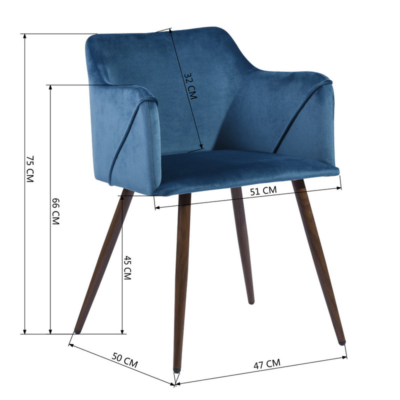ALDRIDGE VELVET NAVYBLUE BROWN LEG - Dining chairs