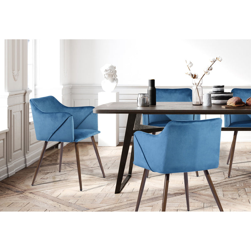 ALDRIDGE VELVET NAVYBLUE BROWN LEG - Dining chairs