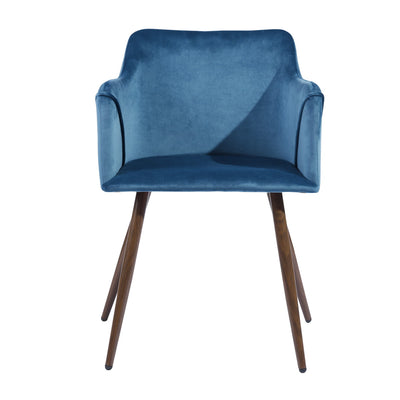 ALDRIDGE VELVET NAVYBLUE BROWN LEG - Dining chairs