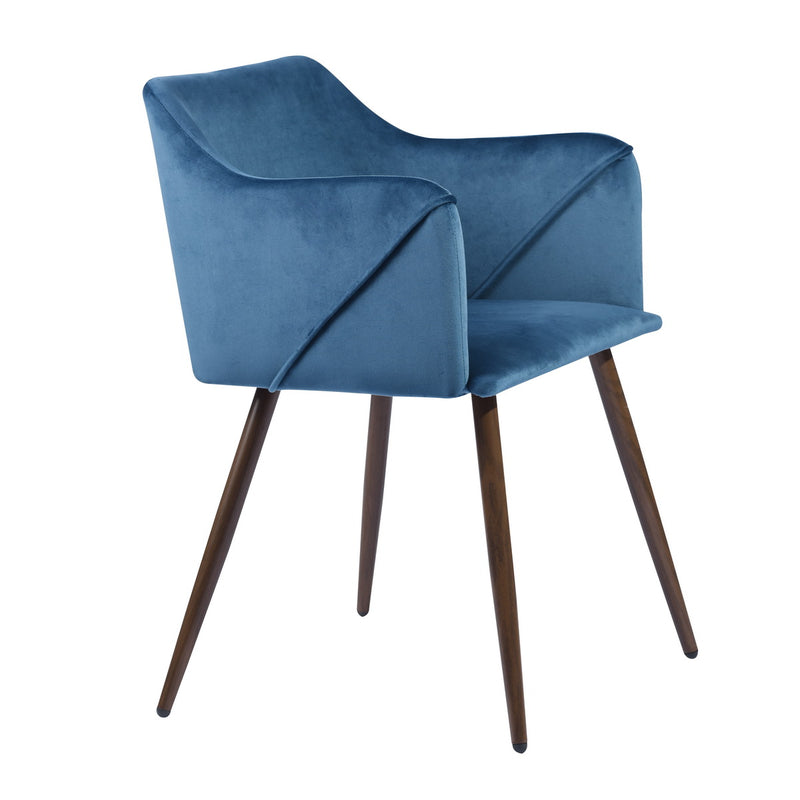 ALDRIDGE VELVET NAVYBLUE BROWN LEG - Dining chairs