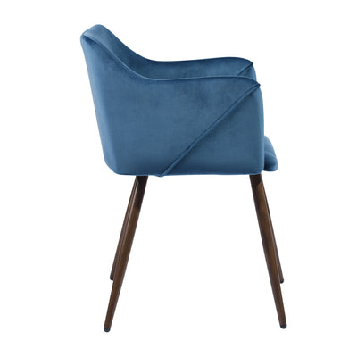 ALDRIDGE VELVET NAVYBLUE BROWN LEG - Dining chairs