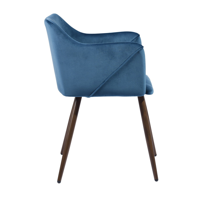 ALDRIDGE VELVET NAVYBLUE BROWN LEG - Dining chairs