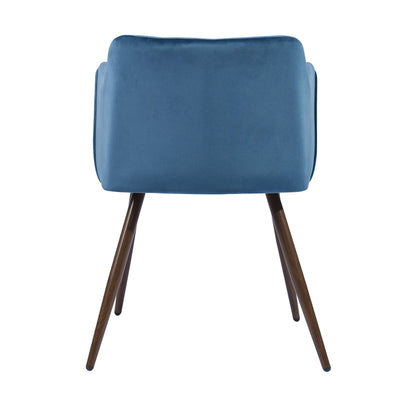 ALDRIDGE VELVET NAVYBLUE BROWN LEG - Dining chairs