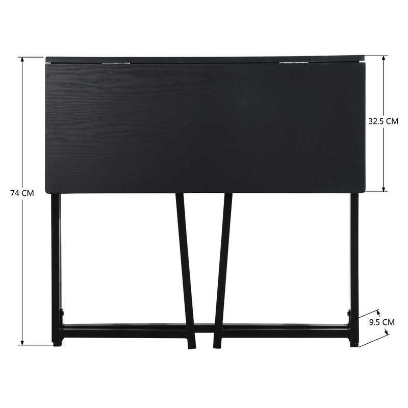 ASCOLI BLACK - Practical black and wood folding desk